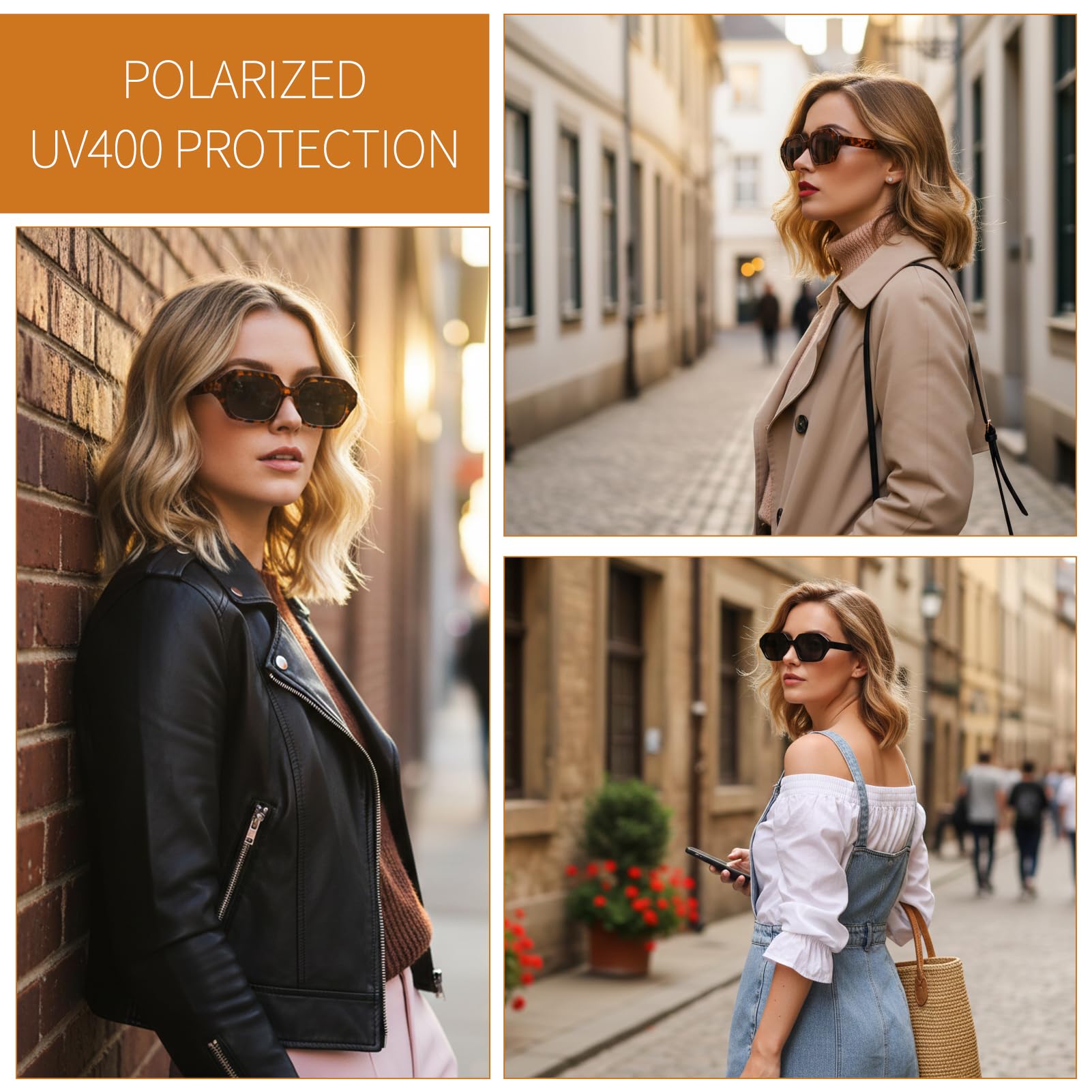 Coumy 3 Pcs Retro Polarized Sunglasses for Women Men
