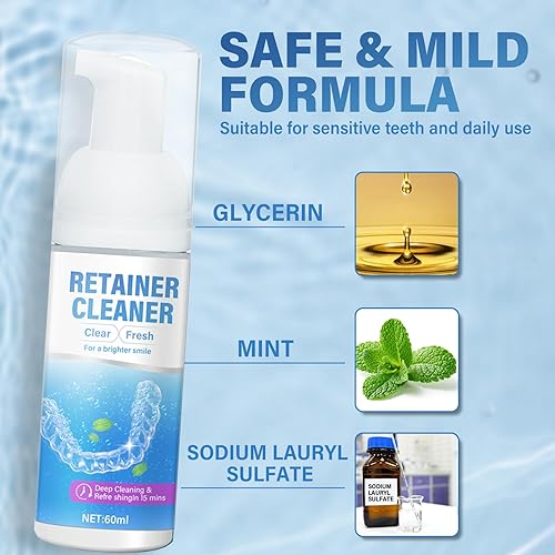 Miniatura 6 de Limpiador de retenedores, espuma limpiadora de dentaduras postizas para blanquear los dientes, limpiador de frenillos limpia debajo de soportes de