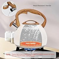 Vista 4 de Tetera, Vegoran Tetera Silbante de 100 OZ / 3 Litros, Teteras para Estufa de Acero Inoxidable Grado Alimenticio con Mango Plegable