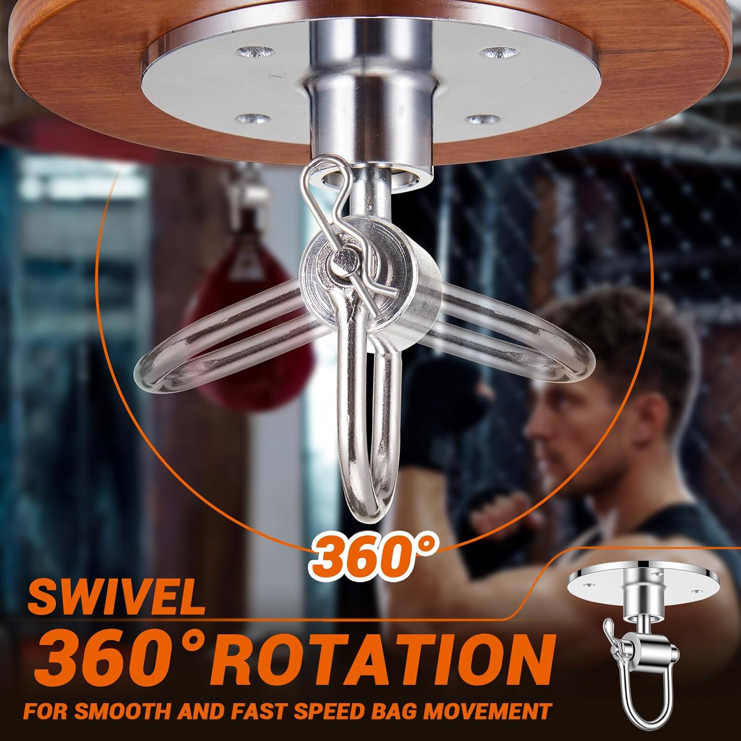 Moxweyeni 2 Pack Speed Bag Swivel Kit Stainless Steel 360° Ball Bearing Speed-Bag Mount with Screws Professional Boxing Speedbag Swivel for Home Gym, Platform & Punching Bag Stand