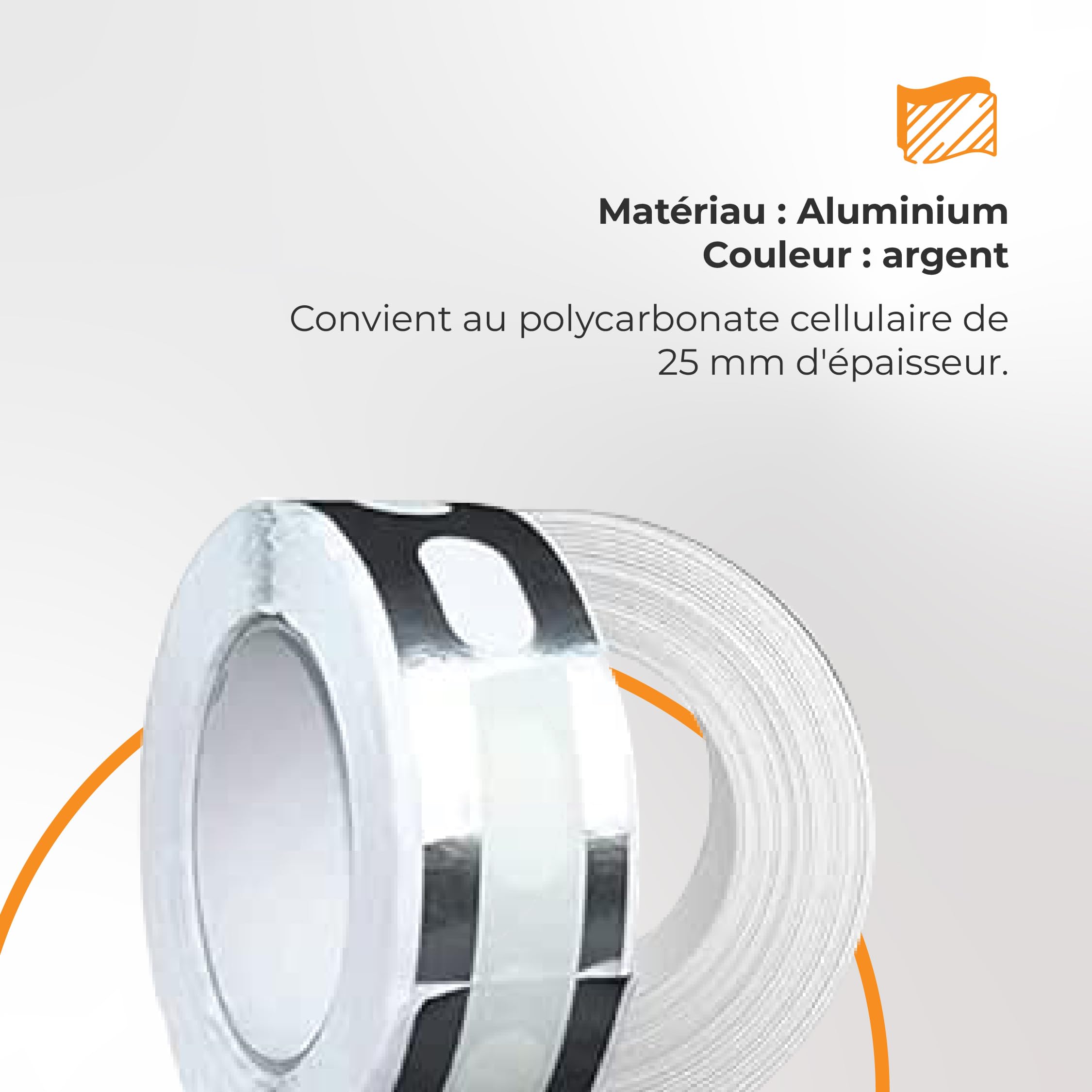Ruban Adhésif en Aluminium perforé - Pour Sceller les Plaques en Polycarbonate - Anti-moisissure - Permet l'aération - 60 mm x 33 ml