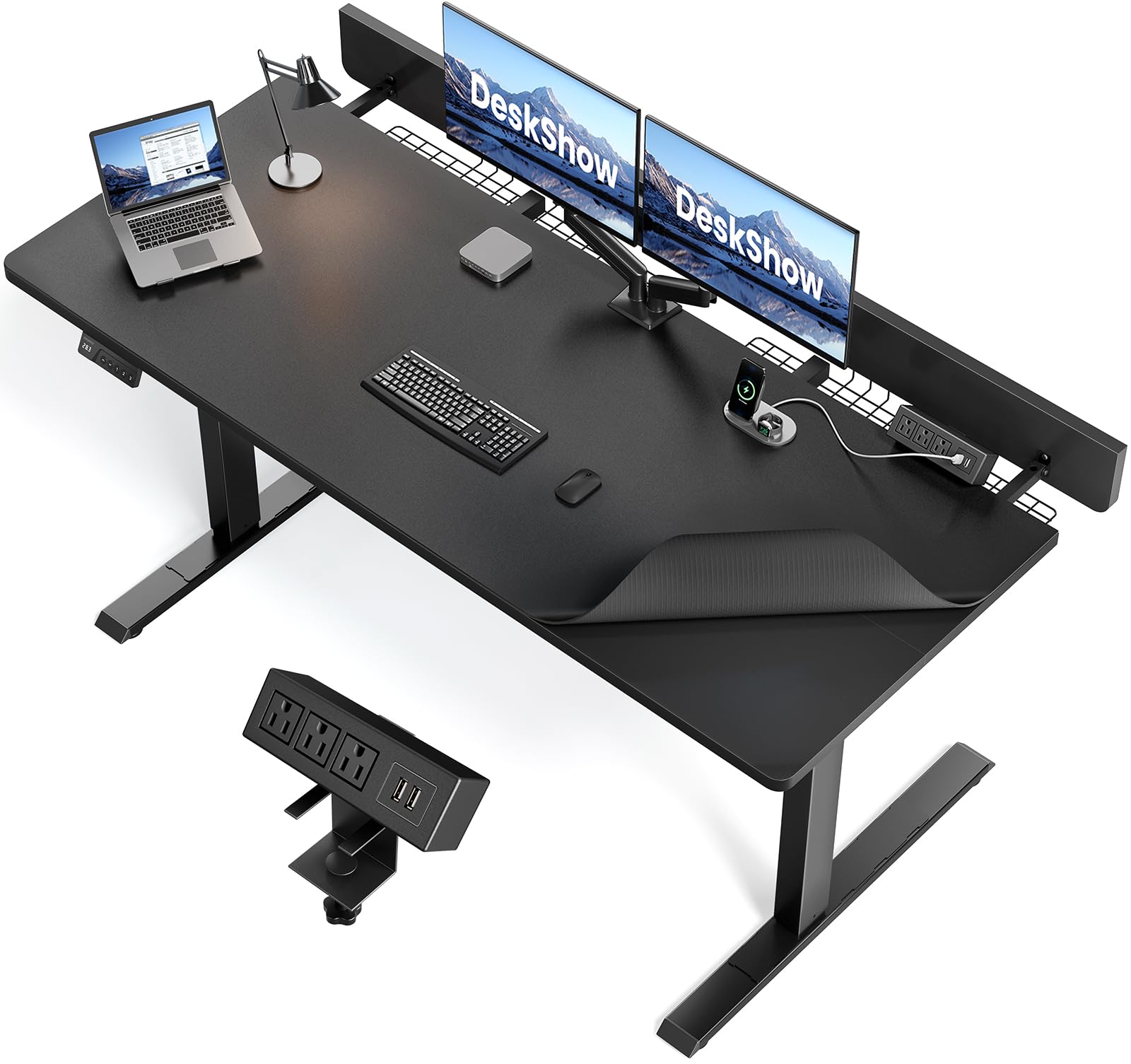 60 x 30 Inch Electric Standing Desk with Flip-Top Cable Management Black 60 x 30 INCH