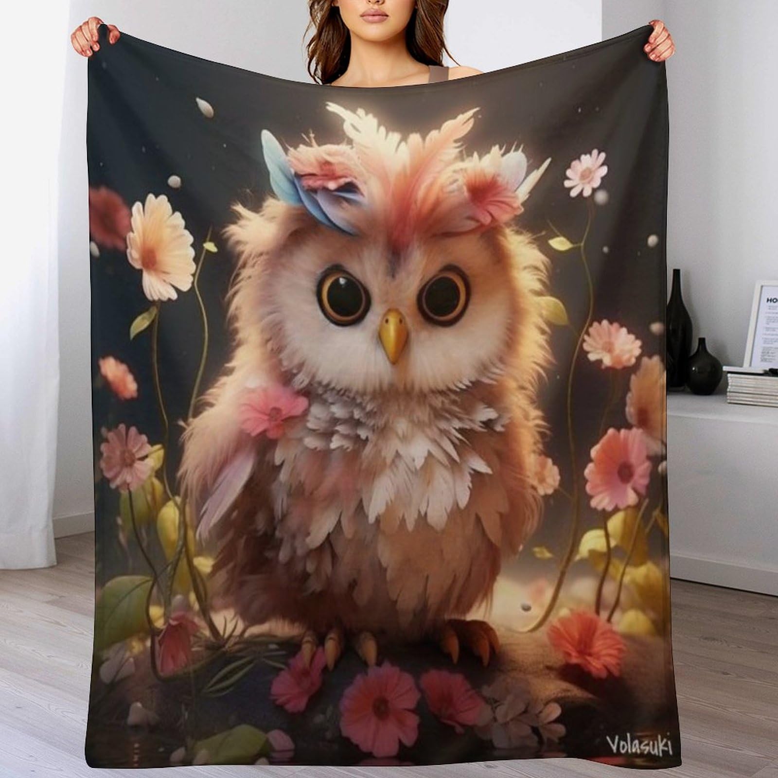 Eule Fleece Decke, Flauschige Kuscheldecken, Superweiche Leichte Flannel Wohndecke Mit Druck Für Couch Bett/Sofa 100×130cm