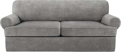 Miniatura 22 de Fundas para sofá de 3 piezas con cojines en forma de T, funda elástica para sofá, fundas para muebles con 2 fundas individuales para cojines en Azul