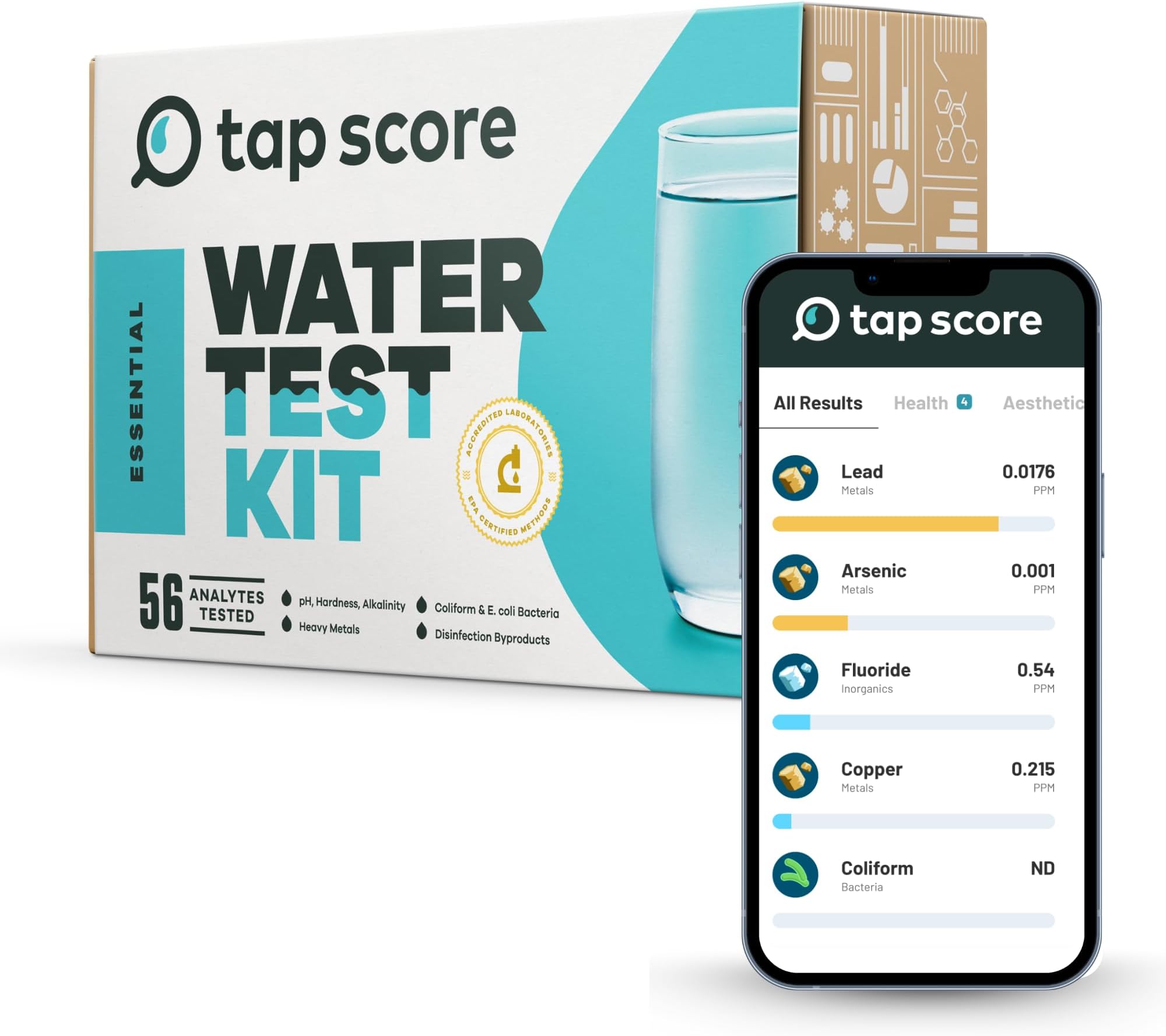 Essential Home Water Test Kit for Drinking Water | Tests for 50+ Parameters Like Lead, Bacteria, and Heavy Metals | EPA Certified Well or Tap Water Test