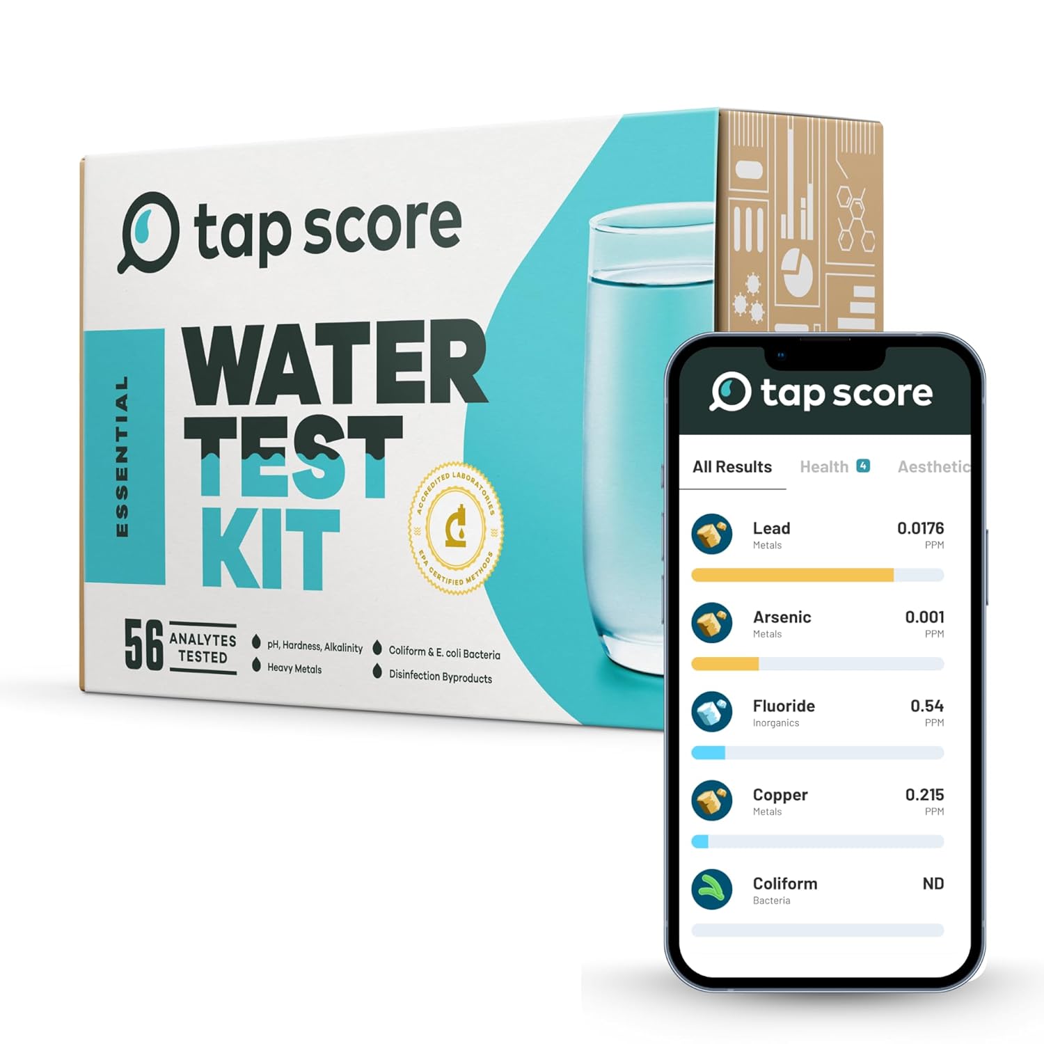 Essential Home Water Test Kit for Drinking Water | Tests for 50+ Parameters Like Lead, Bacteria, and Heavy Metals | EPA Certified Well or Tap Water Test