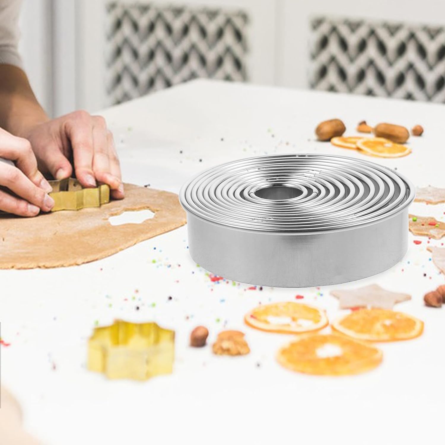12pcs Stainless Steel round Cutting Mold Set, 12 Sizes for Baking
