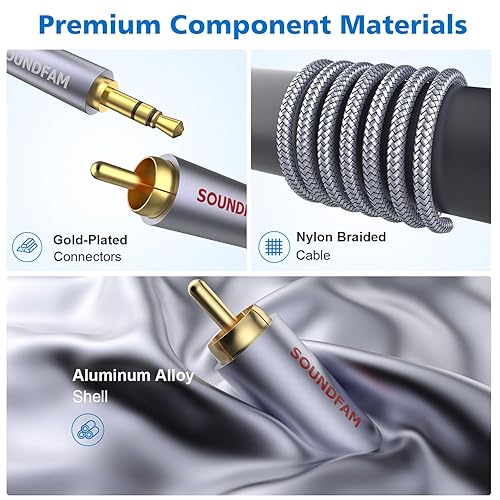 Miniatura 7 de SOUNDFAM Cable RCA a 0.138 in, adaptador AUX a RCA macho a macho, cable de audio divisor en Y de 18 a RCA para MP3, tabletas, cine en casa,