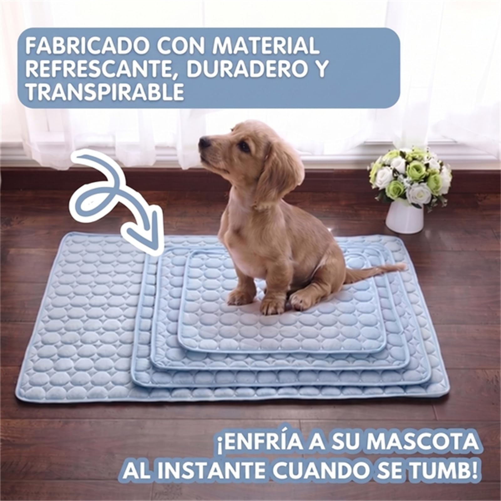 Novaras Alfombrilla Fresca portátil Lavable para Mascotas | Ideal para verano, ligera, plegable, cómoda para perros y gatos, fácil de transportar y limpiar para uso diario