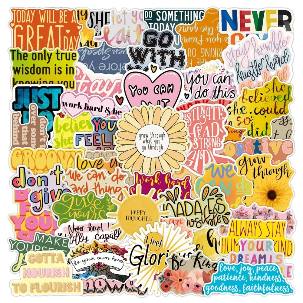 English Motivational Stickers |50Pcs Inspirational Waterproof Vinyl Decals