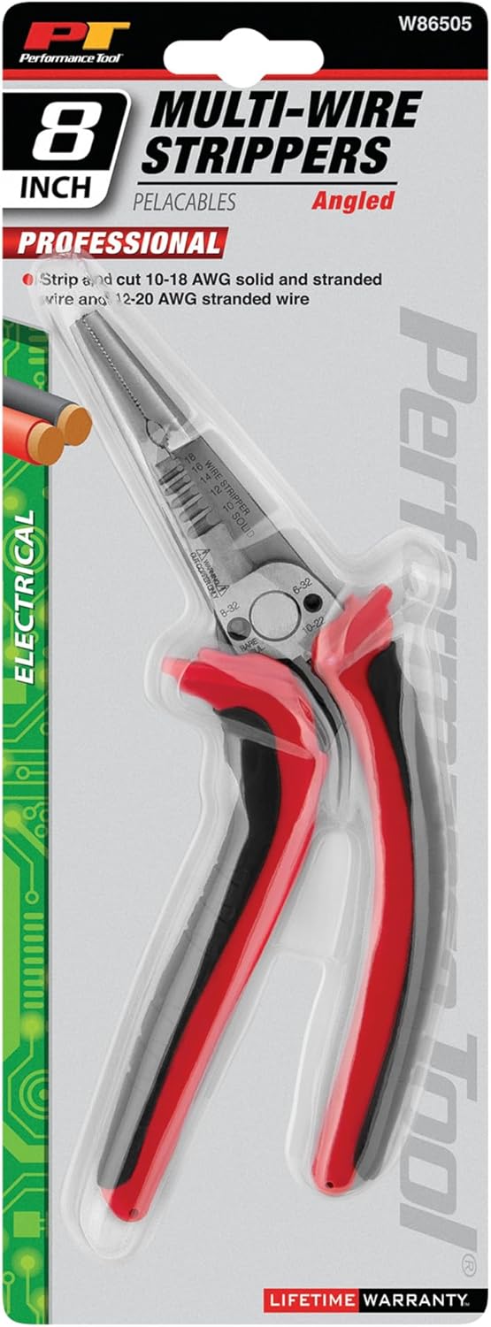 Performance Tool W86505 8 Inch Multi-Wire Electrical Tool - Cut, Strip, Crimp, Twist, and Shear with Ease