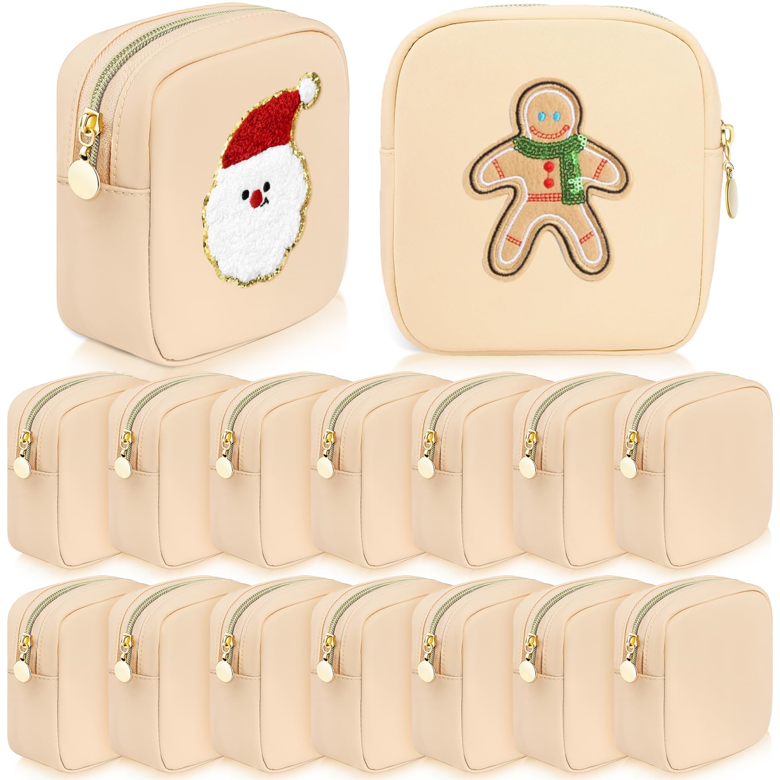Beasert 2er-Set Mini-Make-up-Taschen - Nylon, Mit Reißverschluss, Für Kosmetik & Kleinkram (Minze)