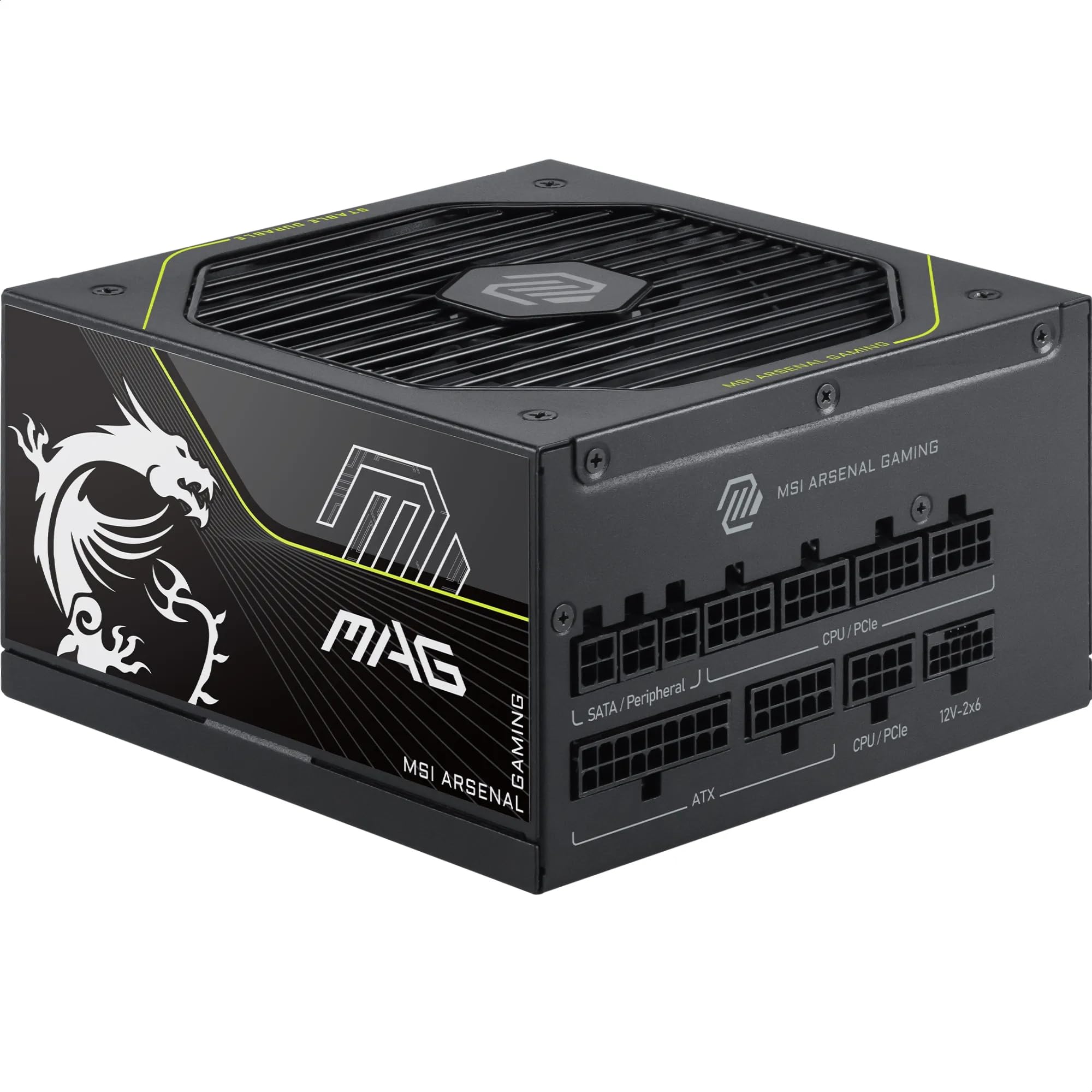 MSI MAG A1200PLS PCIE5 Alimentazione PC, 1200W, ATX, 80 Plus Platinum, ATX 3.1, Compatibile PCIe 5.1, Connettore nativo 12V-2x6 Bicolore, Cavi goffrati