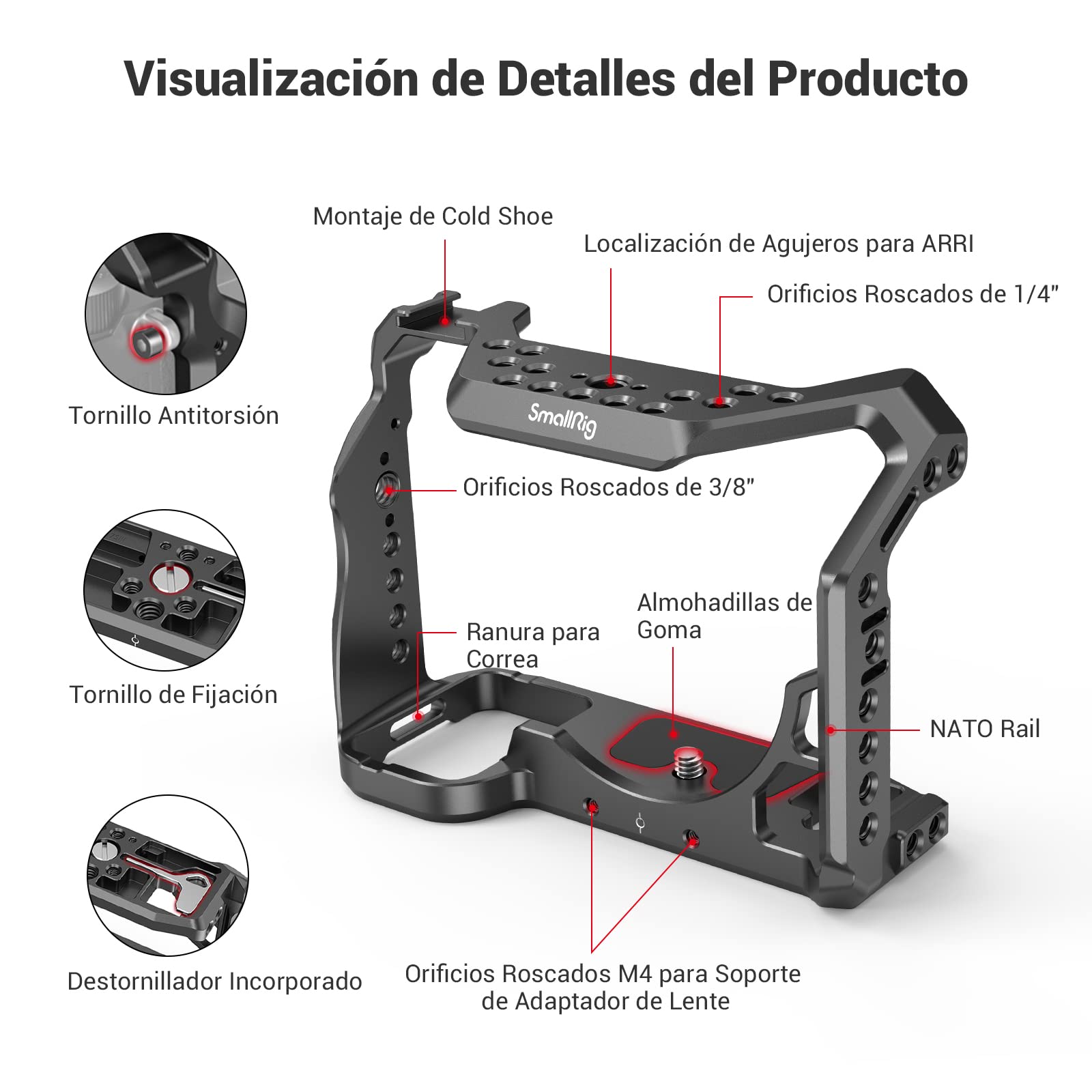 SMALLRIG A7SIII Cage Jaula, con NATO Rail Incorporado y 3/8" -16 para ARRI para Cámara Sony A7SIII - 2999