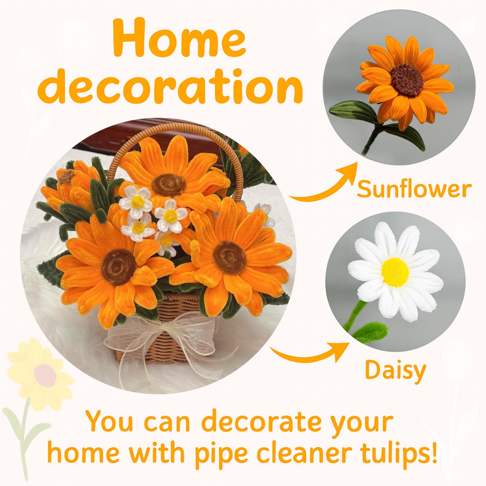 Matériel Loisirs Créatifs EnixwH 300 Pièces Kit Cure-Pipes Chenille Pour Bricolage - Bouquet Tournesol Et Loisirs Créatifs Matériel Loisirs Créatifs EnixwH 300 Pièces Kit Cure-Pipes Chenille Pour Bricolage - Bouquet Tournesol Et Loisirs Créatifs