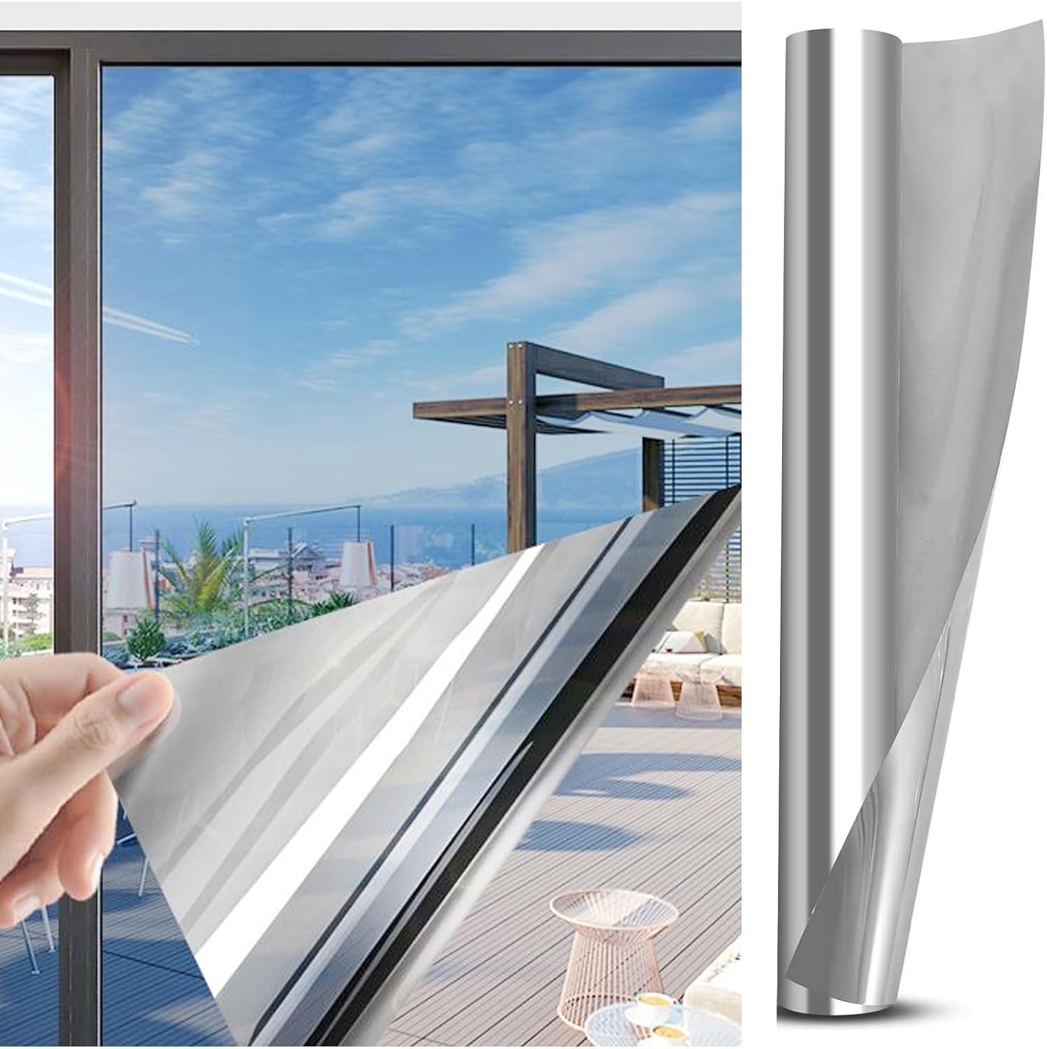 One Way Window Film, Reflective Privacy Film for Glass Windows, Mirror Film Anti