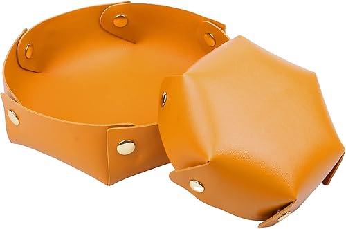 Jusdreen 2 bandejas multifuncionales con botones, bandeja de almacenamiento de cuero para cosméticos, caramelos, llaves, billetera, cambio,