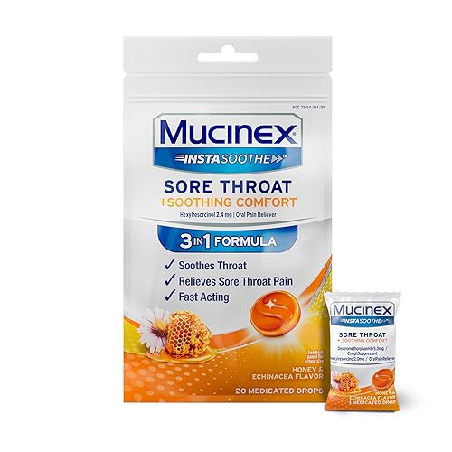 Mucinex Instasoothe Sore Throat Relief Drops, Sore Throat Lozenges, Sore