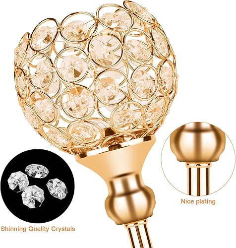 Miniatura 7 de Portavelas de cristal dorado decorativos con candelabro de 3 brazos, soporte para velas, pieza central de mesa, decoración para mesa de comedor,
