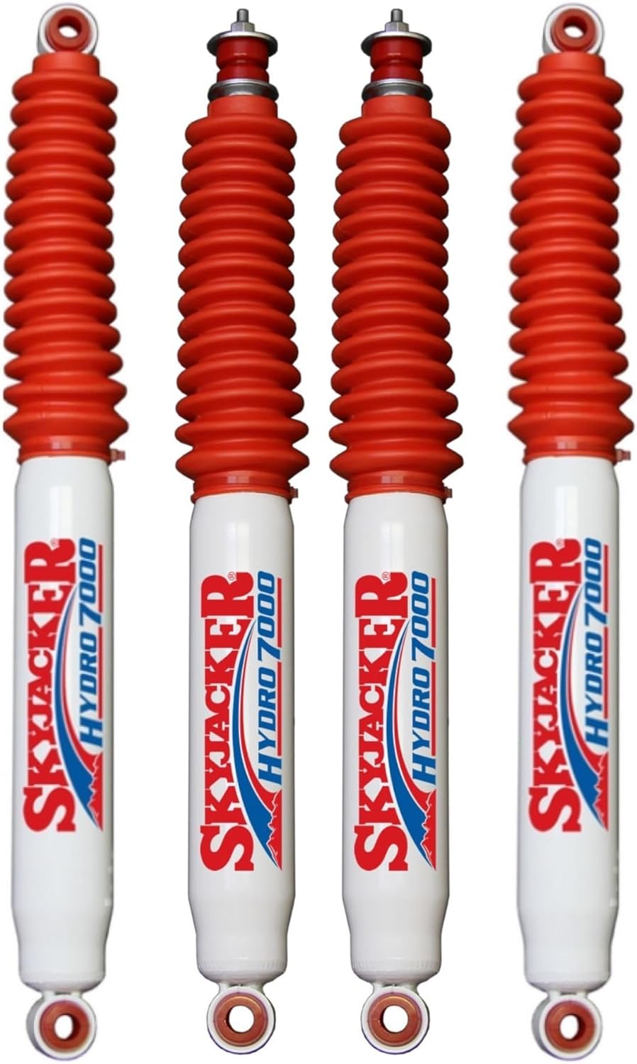 Set of Hydro 7000 Series Front & Rear Hydraulic Action Shocks fits 1987 1995 Wrangler YJ 4WD with 3.5-4” Front & 3-6” Rear Lift | Durable Construction | Velocity-Sensitive Valving