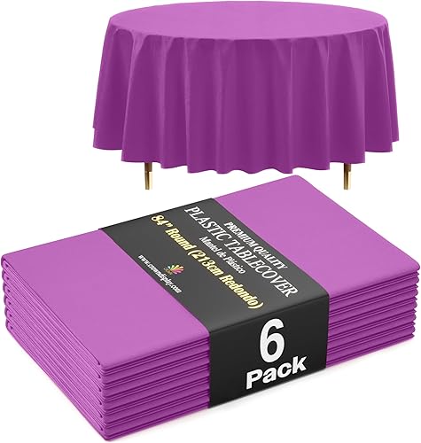 Miniatura 92 de Exquisite Mantel Redondo Premium Azul Claro 66% Más Grueso 0.5 Mil Paquete de 12 Manteles de Mesa de Plástico Desechables de 84 Pulgadas Mantel Azul