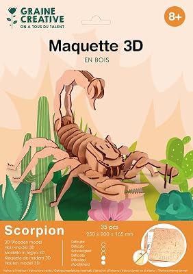 Maquette 3D en bois - Scorpion - 25 x 20 x 13,5 cm - 35 pcs