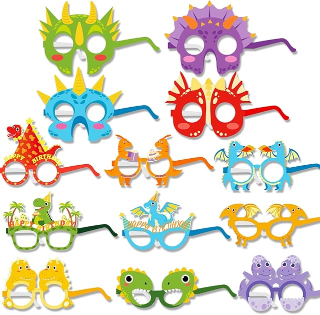 DPKOW Novelty Party Glasses for Kids Adult Party Costume Accessories Favor for Birthday Easter Halloween Carnival New Year, Paper Fancy Party Eyeglasses Mask for Party Photo Props Supplies