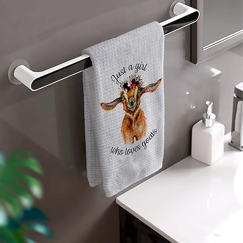 Miniatura 4 de HIWX Just A Girl Who Loves Goats Goat Lover - Toallas de cocina decorativas y paños de cocina, divertidos paños de mano de flores de cabra rústica