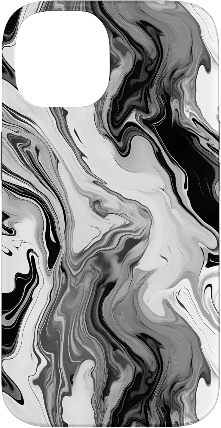 Black Marmor Elegant Black And White Marble Art Case for iPhone 14