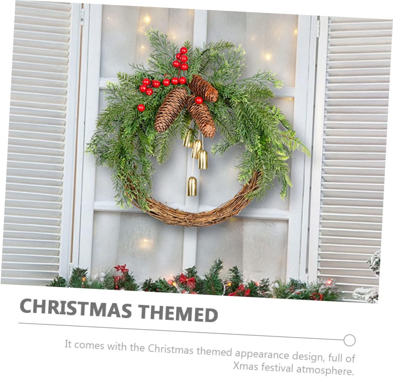 Wall Simulated Berries Bell Garland for Christmas Decor Wreath Bells for Holiday Home Decoration and Rustic Weddings