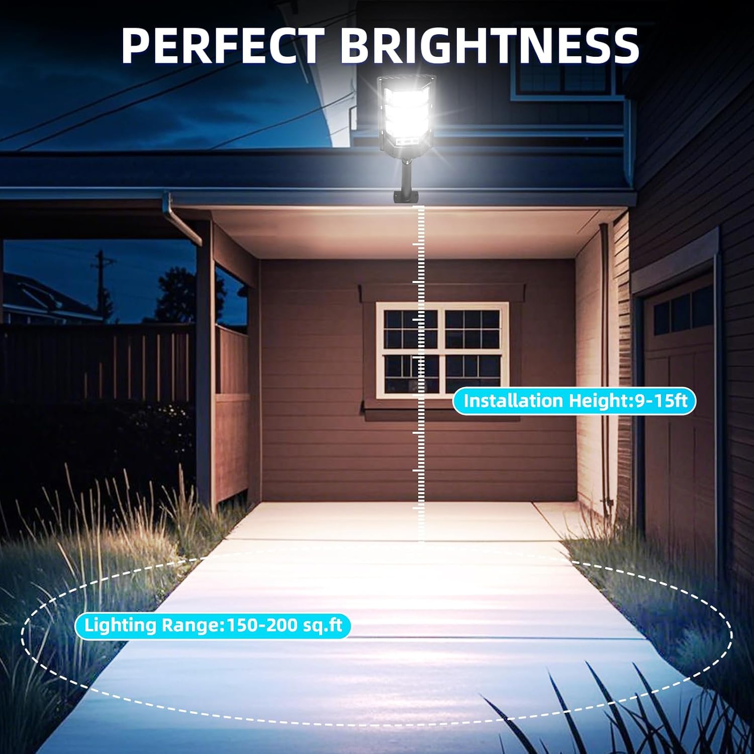 Solar Lights Outdoor Waterproof, 6500K Solar Street Lights Outdoor, LED Solar Flood Lights Dusk to Dawn with Motion Sensor and Remote, Solar Security Lights for Parking Lot, Yard (2 Pack)