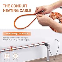 Vista 4 de Cupohus Cinta térmica para tuberías de agua con termostato de 12 pies, protección contra congelación, cable de rastro de calor autorregulable