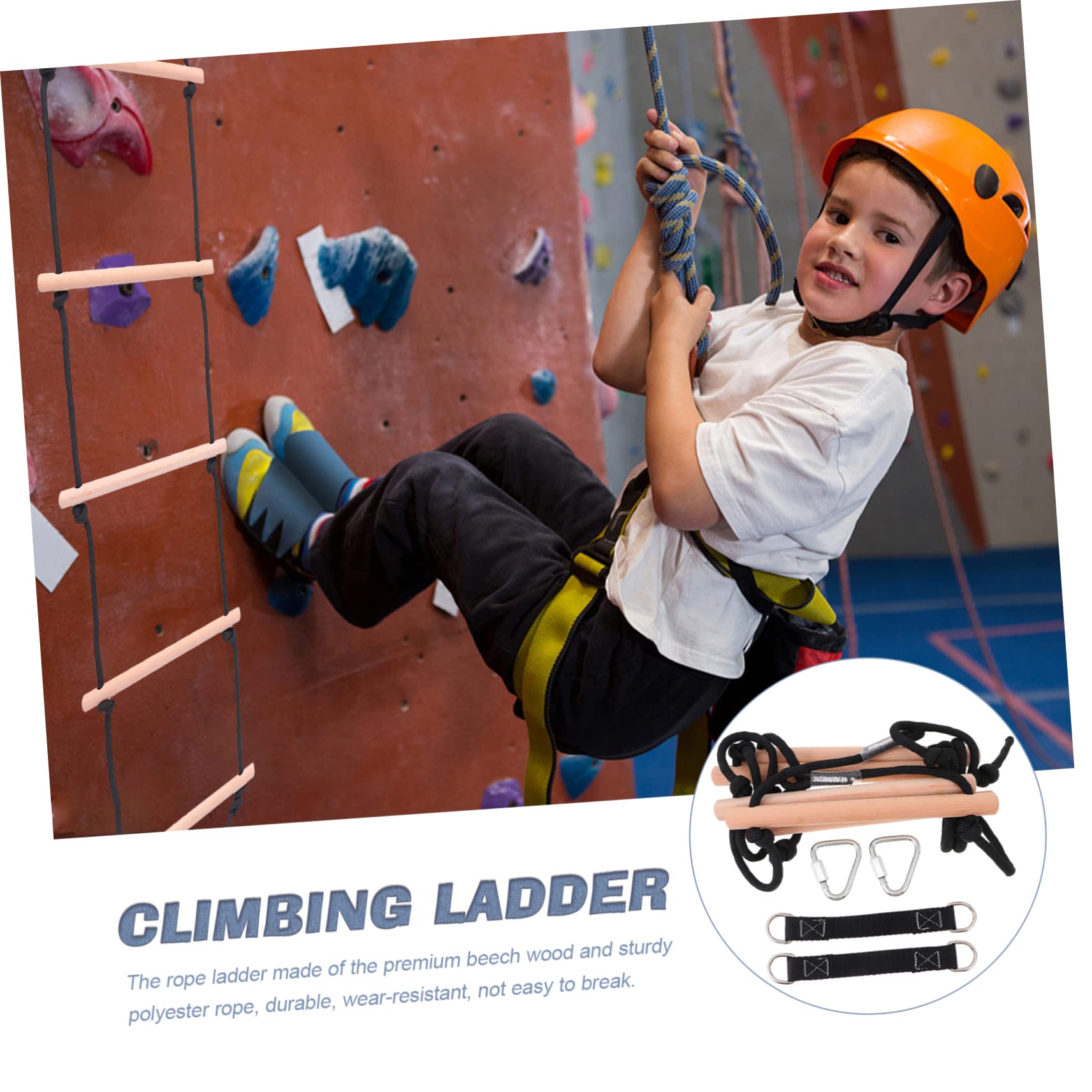 BESPORTBLE Wooden Climbing Ladder for Outdoor Swing Recreation Supplies Beech Plaything for Boys and Parent Bonding