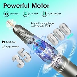 LAVAED Professional Nail Drill 35000RMP Electric Nail File Nail Filer Electric E Filer for Nails, Nails Drill Kit with Nail Drill Bits and Sanding Bands and for Acrylic Nail Gel Nail Manicure Pedicure