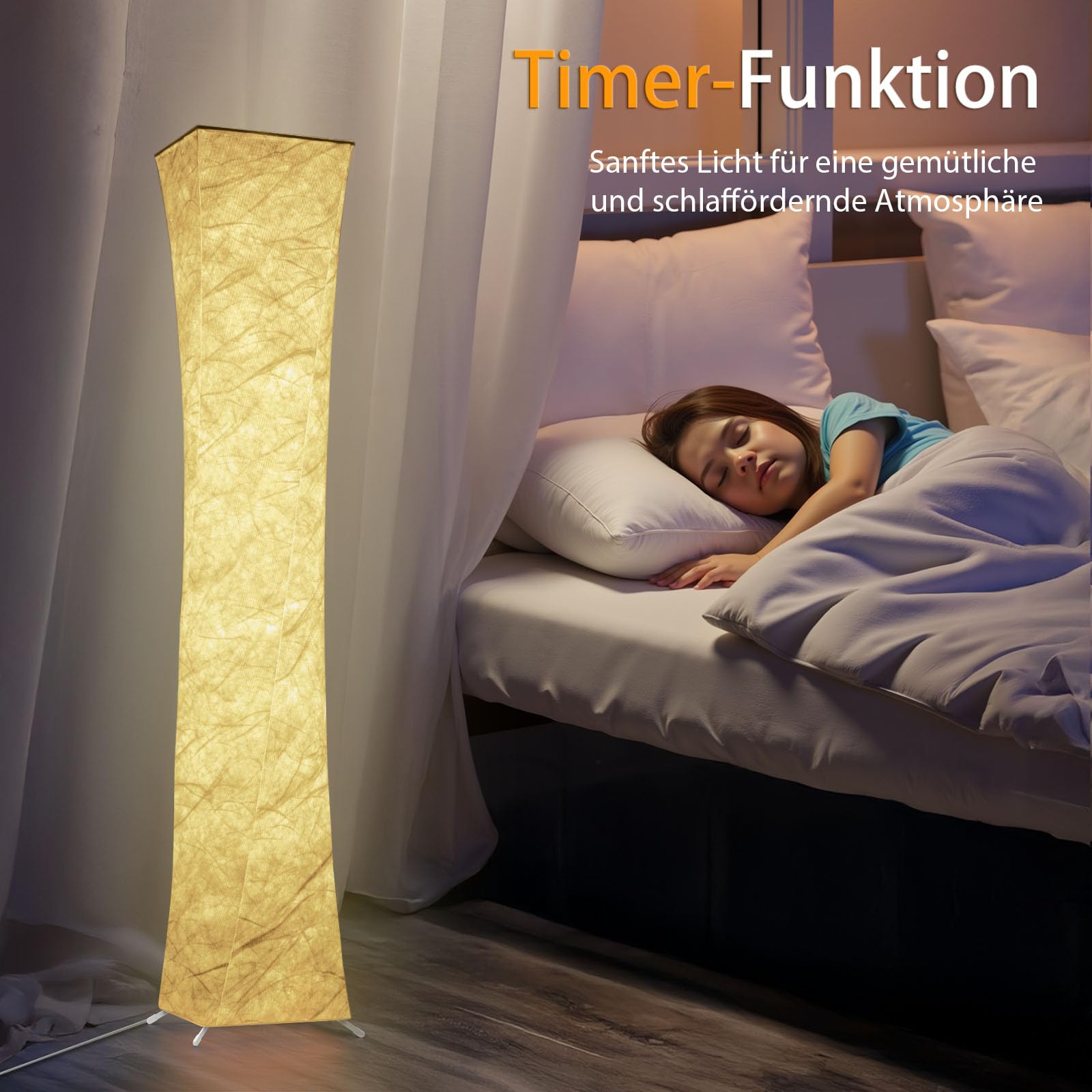 ANTENLICHT RGB Stehlampe Wohnzimmer Dimmbar LED Stehleuchte Stoff Weiß | Farbspiel Standleuchte mit Musik Sync, Schönes Floor Lampe mit Fernbedienung/App Control für Wohnzimmer Schlafzimmer Büro