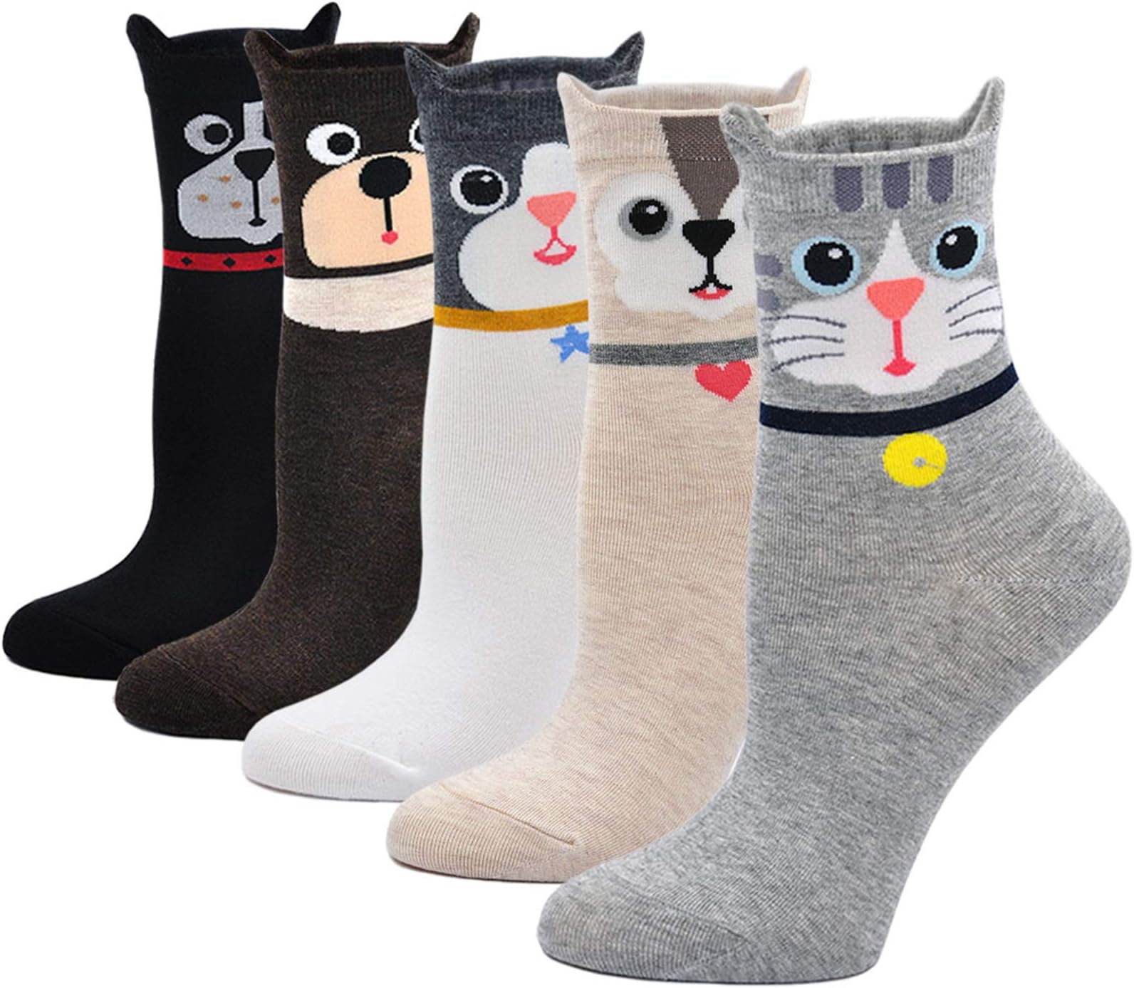 5/10 Pairs Womens Cotton Cute Cartoon Animals Character Socks UK 4-10