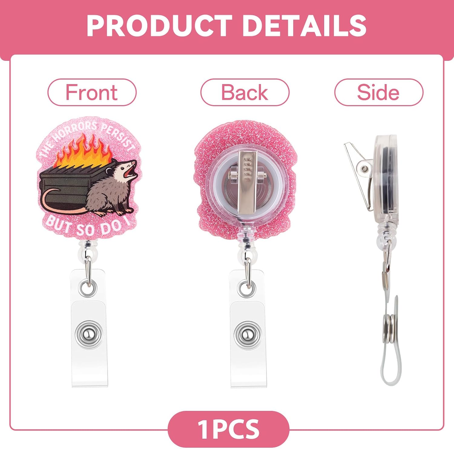 Funny Nurse Badge Reel, Possum Dumpster Fire Badge Holder with Retractable Clip, Cute Gifts for Nursing Student RN LPN CNA MA Medical Worker Teacher Doctor - Image 4