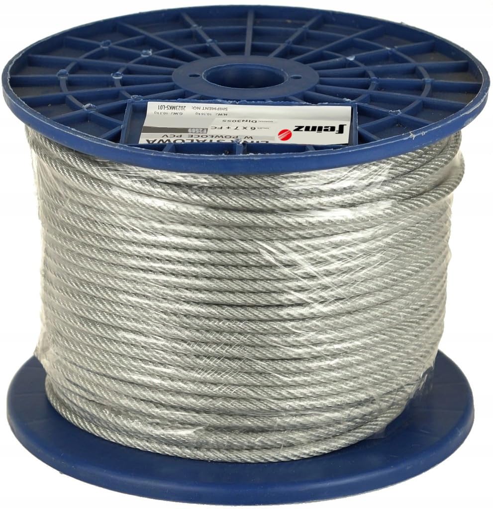 Câble en acier gainé PVC, 8 mm, rouleau de 50 m, câble galvanisé selon DIN 3052, fil de tension protégé contre la corrosion, résistant à la déchirure jusqu'à 2100 kg – Polyvalent