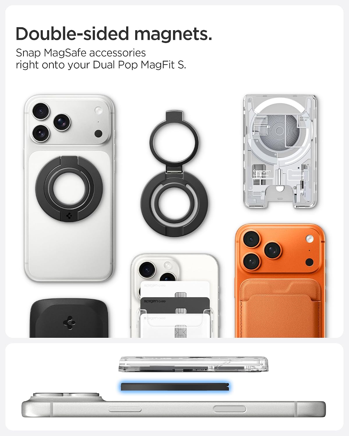 Spigen for MagSafe Phone Grip, Dual Pop MagFit Dual Magnet Phone Holder