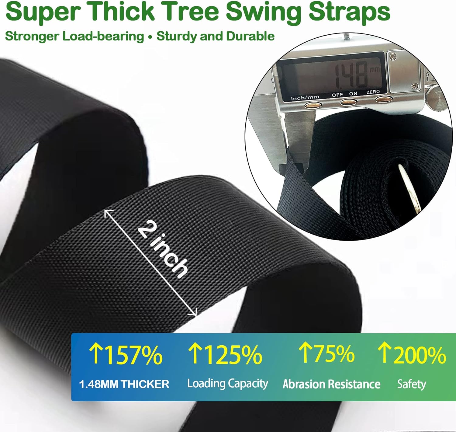 Tree Swing Straps Hanging Kit - 3FT/8FT/15FT/20FT/30FT, Strong & Durable - Holds Up to 5000lbs - Adjustable Tree Swing Straps Fit for All Swings, Hammocks, Safer & Easy Installation(3 FT)