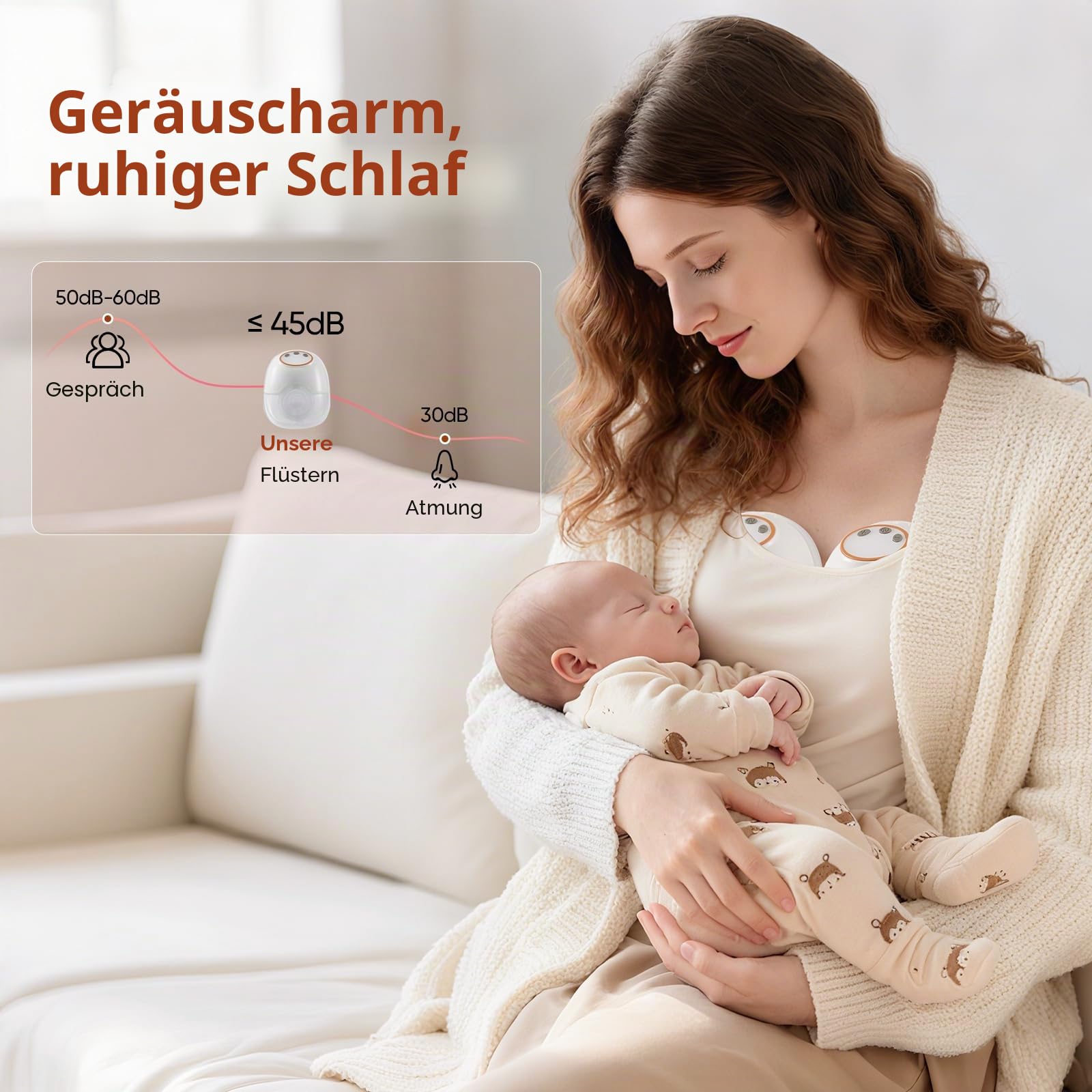 Freihändige Milchpumpe, 2 Pack tragbare Pumpen mit 4 Modi und 12 Stufen, tragbare elektrische Milchpumpe mit 17/19/21/24-mm-Aufsätzen für Zuhause, Arbeit und Reisen (Weiß)