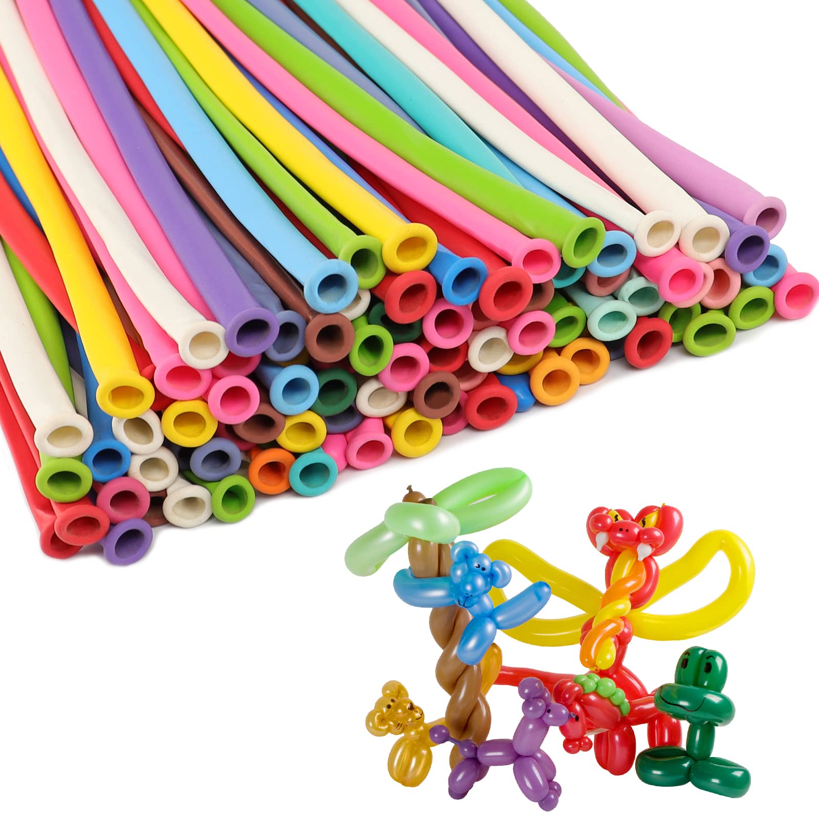 100pcs 260 Balloons Multi, Long Balloons for Balloon Animals, Premium Quality Multi Twisting Balloons for Birthday Wedding Festival Party Decorations