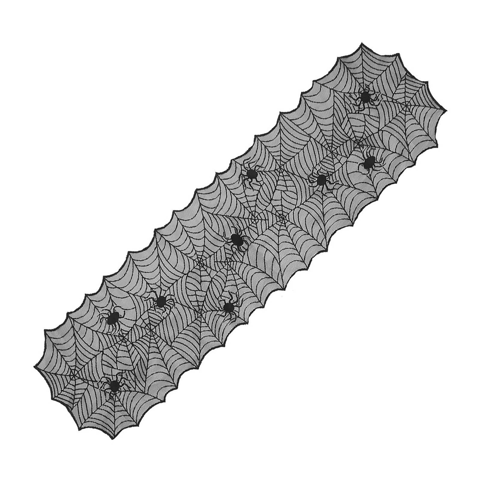 Halloween Lace Tablecloth Black Spiderweb Table Runner Rectangular Home Celebrations Decors