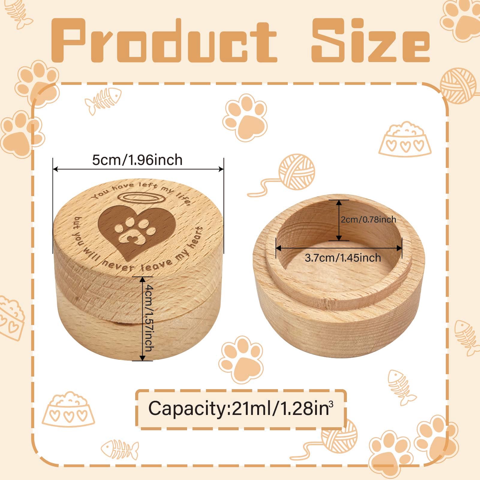 CREATCABIN Scatola Commemorativa per Cani Urne Legno per Animali Domestici Scatola Commemorativa Legno Incisione A Forma Zampa Mini Ricordo Perdita Simpatia Lutto per Conservare Gatti Cani 5x4cm