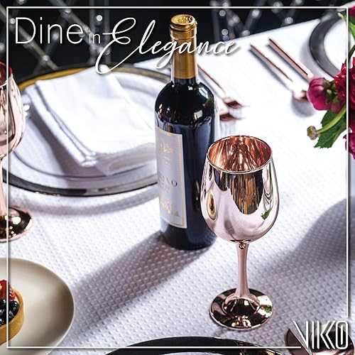 Miniatura 5 de Vikko Juego de 6 copas de vino negras, juego de copas de vino, juego de vasos de vidrio de 14 onzas con tallo para vino tinto y blanco, copa de vino