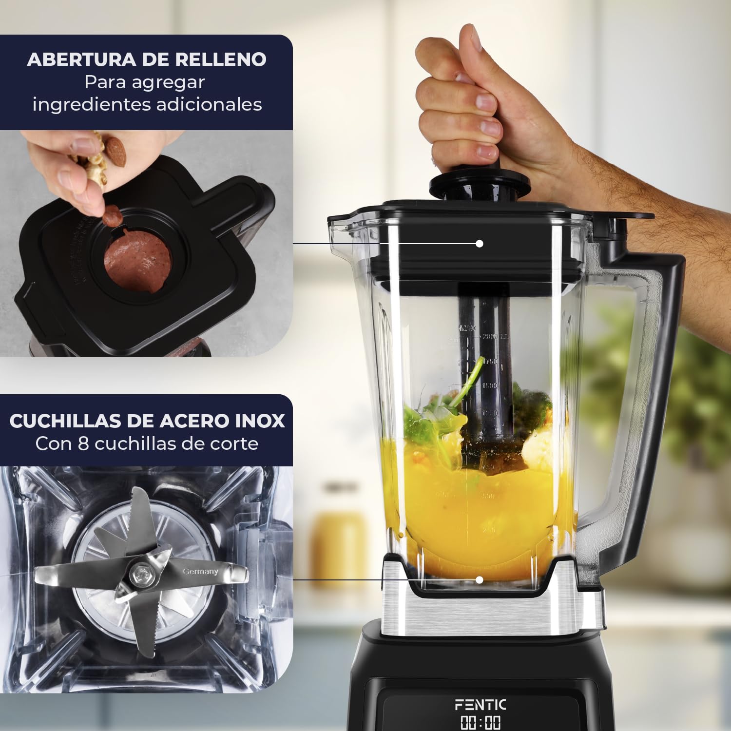 Batidora de Vaso – 2000W - Batidora Potente - 2 Liter - Licuadora para Batidos con 8 Velocidades y 4 Programas – Blender con Trituradora de Hielo