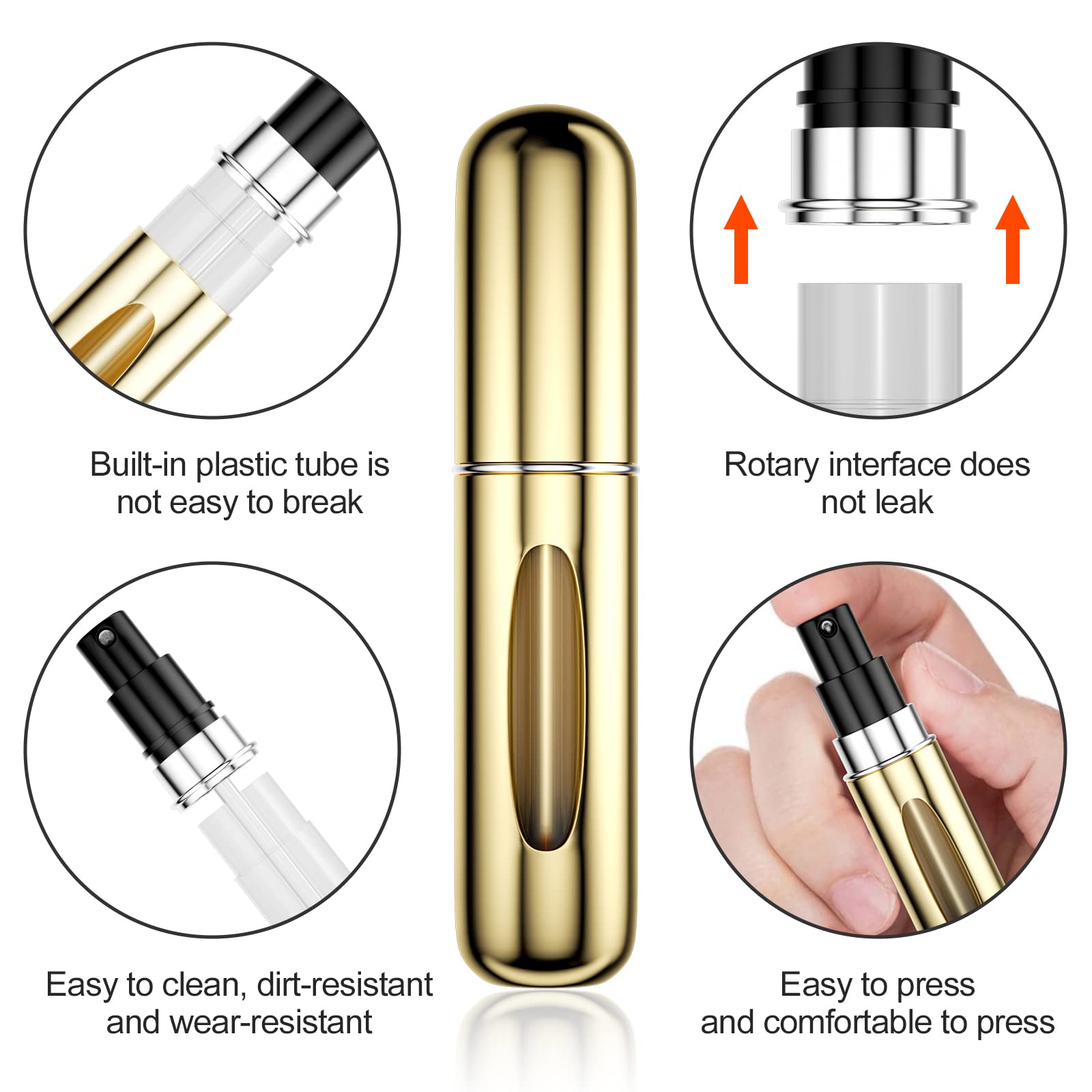 Newaner 6 Pezzi 5ml Atomizzatore di Profumo, Ricaricabile Spruzzino Profumo, Mini bottiglia spray portatile, Spruzzatore per bottiglie di profumo con finestra, Buono per passeggiate, viaggi e feste