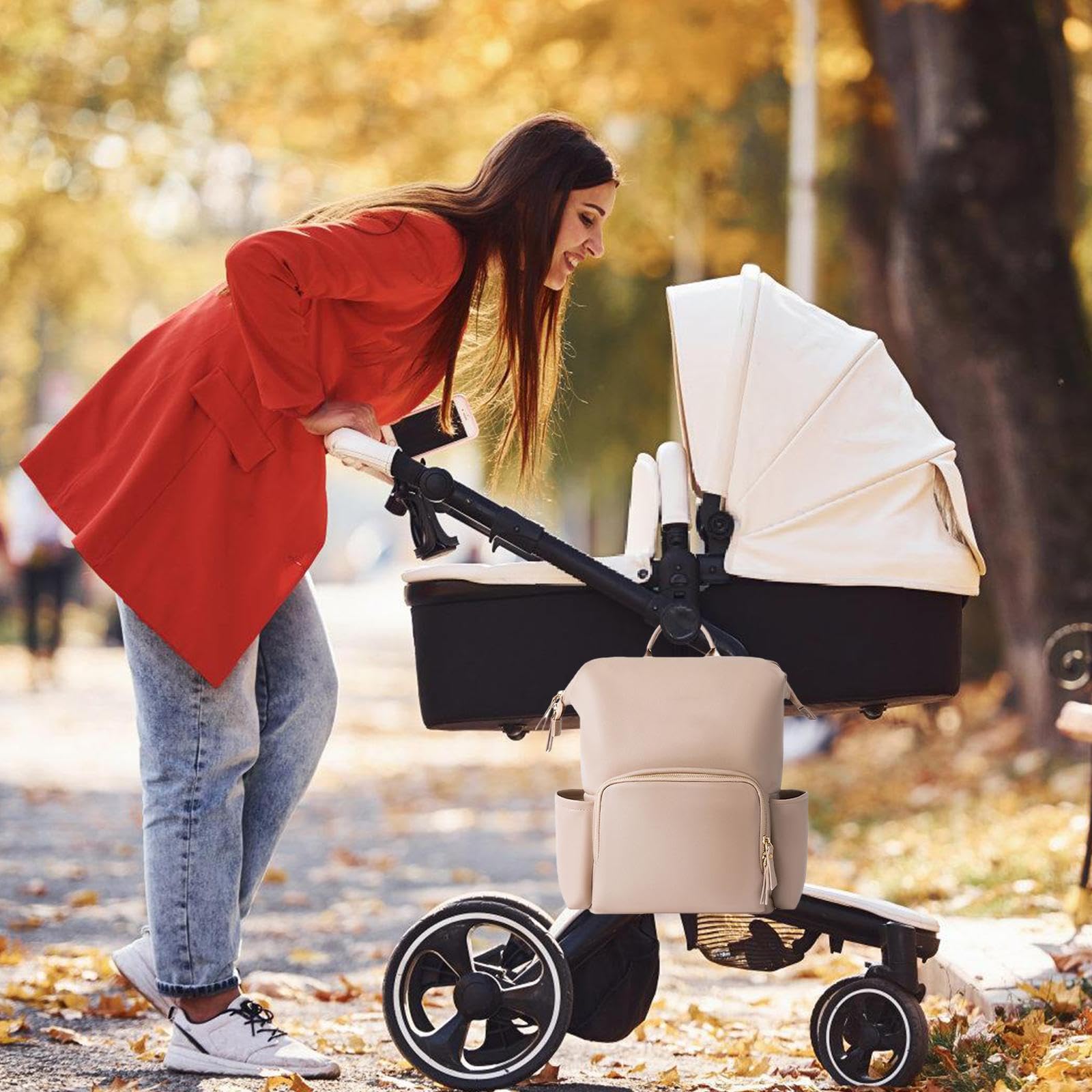 Torba na pieluchy - plecak na pieluchy z wieloma kieszeniami, stylowy organizer dla mamy taty | lekka konstrukcja, regulowane paski, podróże, modne akcesorium unisex dla mamy, 41 x 35 x 20 cm