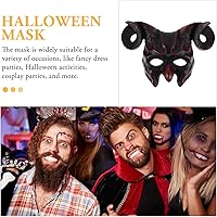 Vista 7 de Didiseaon Máscara de diablo de carnaval, máscara de media cara de terror, Halloween, animales, cosplay, cuerno de buey aterrador, cuerno de carnero