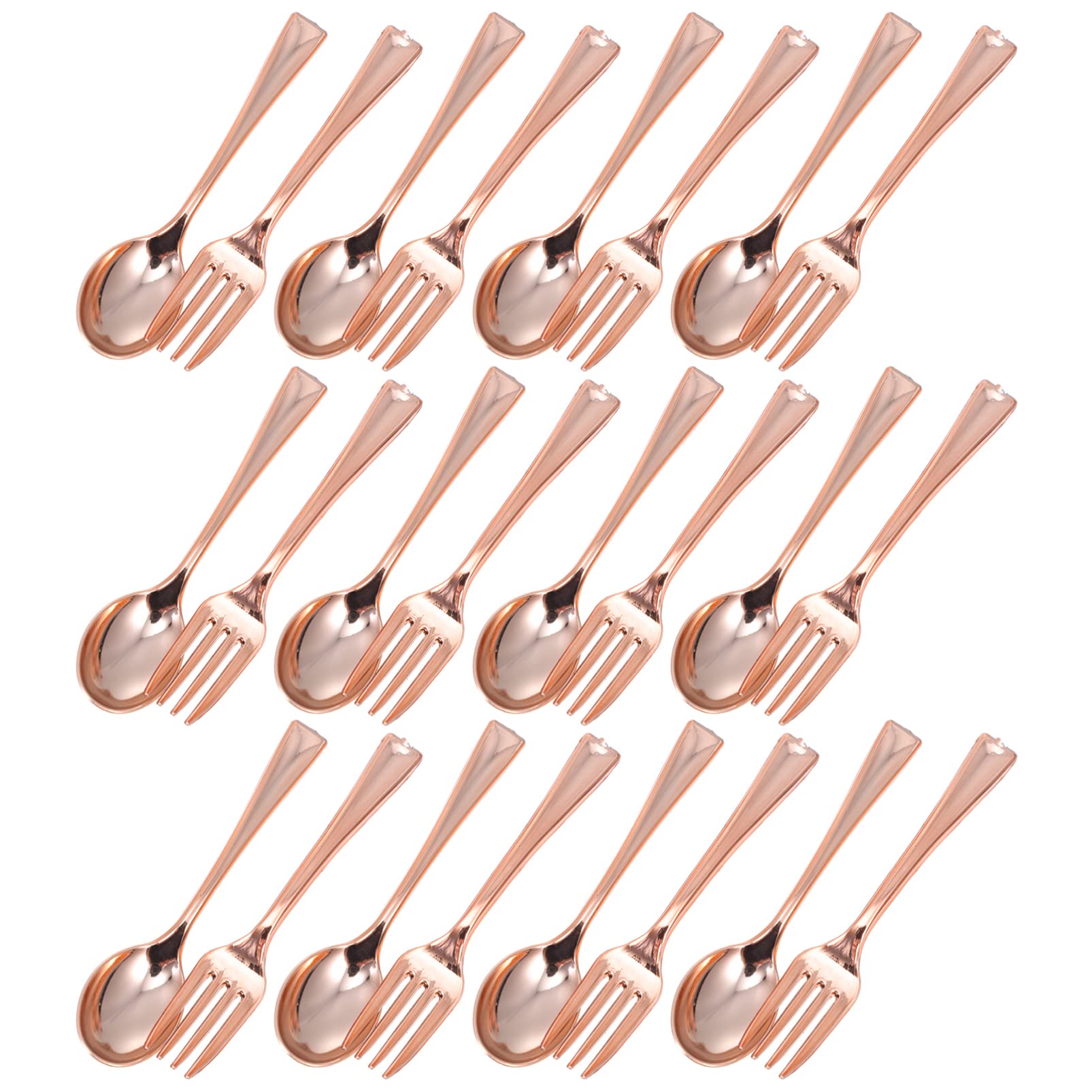 Hemoton 1set Disposable Mini Forks and Spoons Dessert Utensils for Tasting Appetizers Cakes and Fruits Elegant One Design Easy to Clean Lightweight Portable